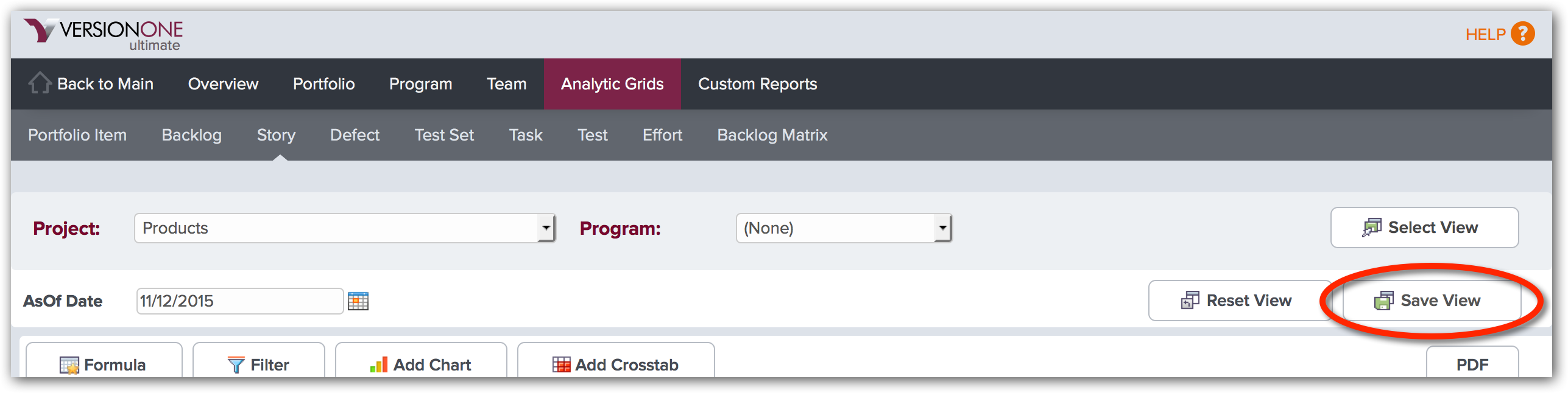Analytic Grids Saved View