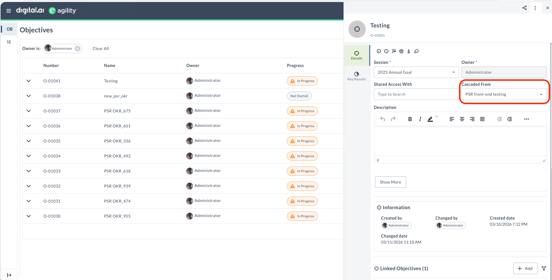 Cascading OKR