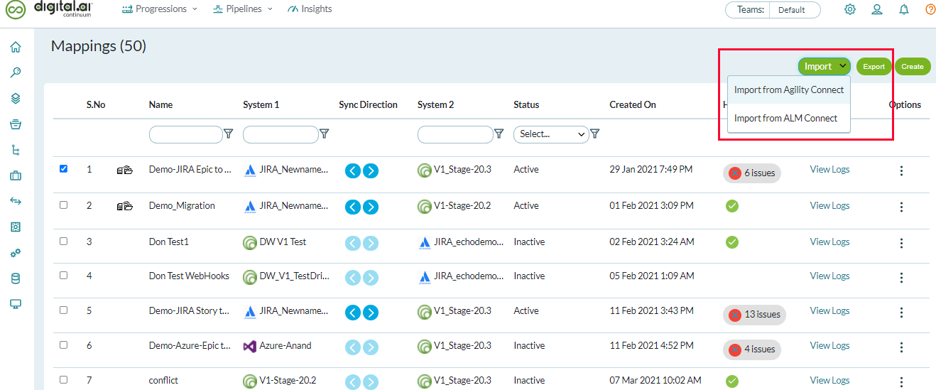 Mappings List Page