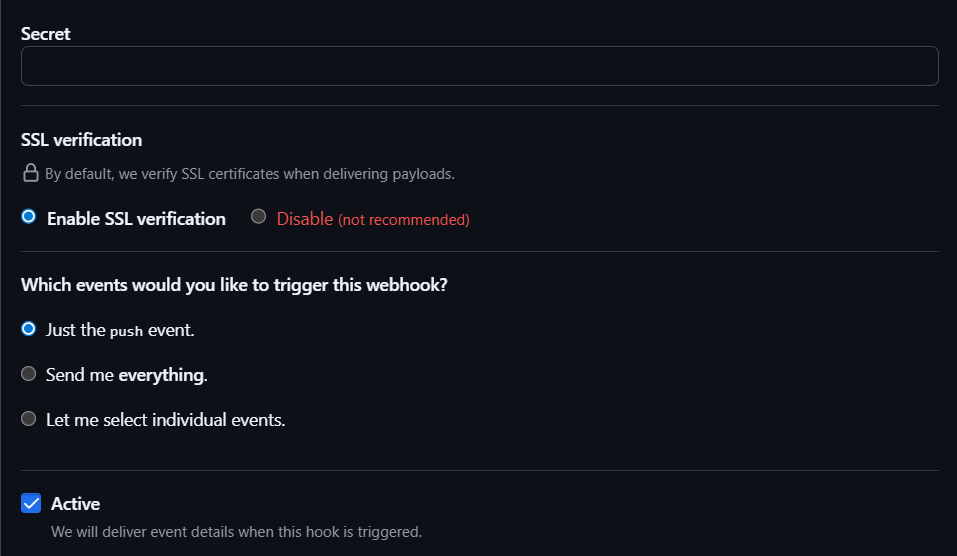 Configure Webhook Settings