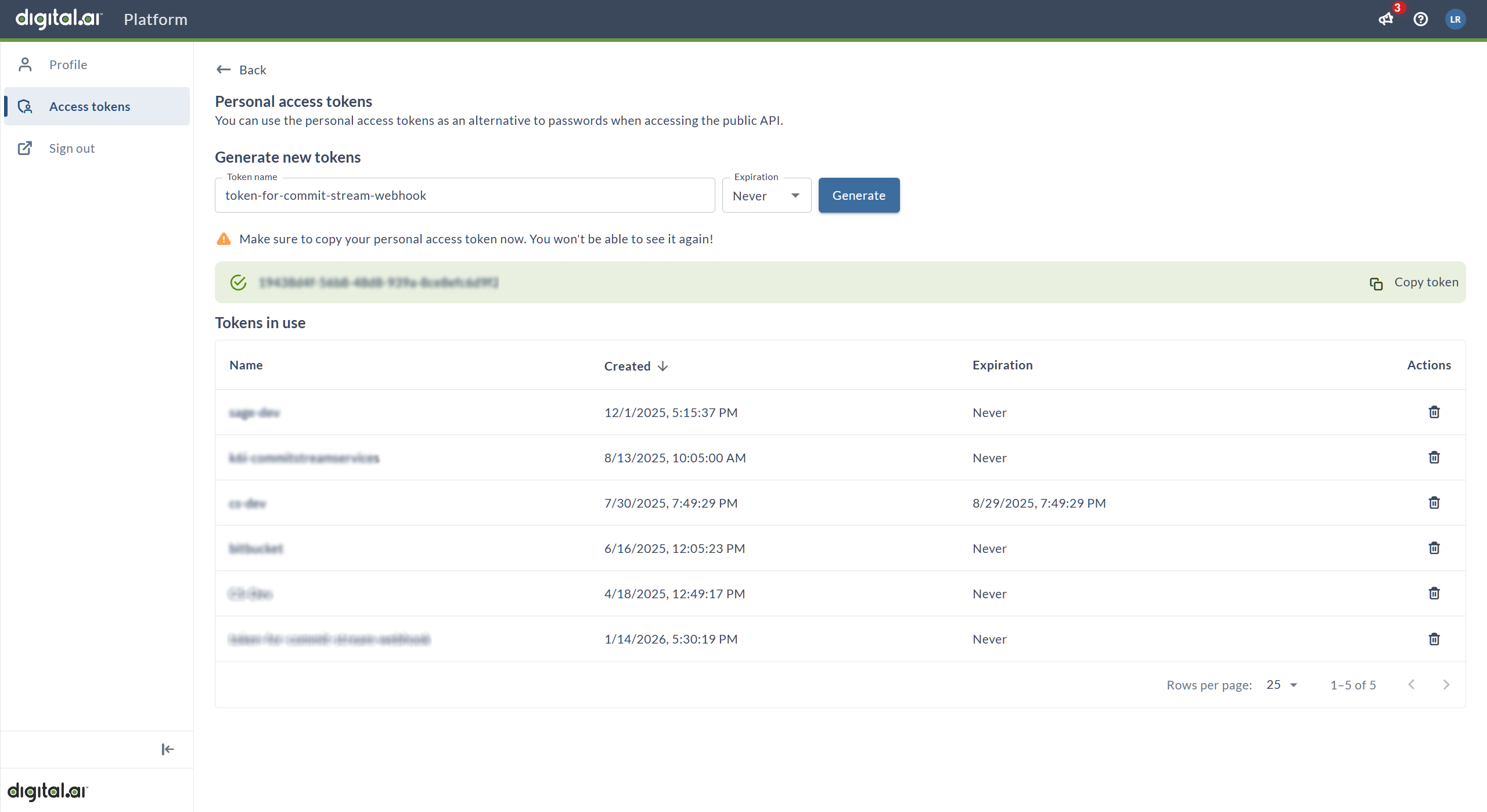 Copy and Store Token