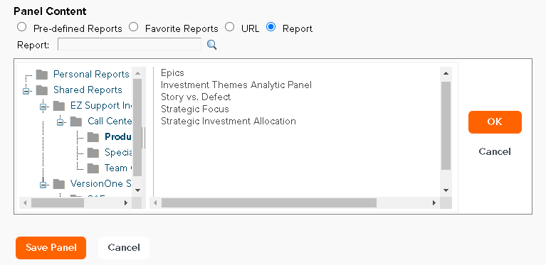 Custom Dashboard Panle Reports