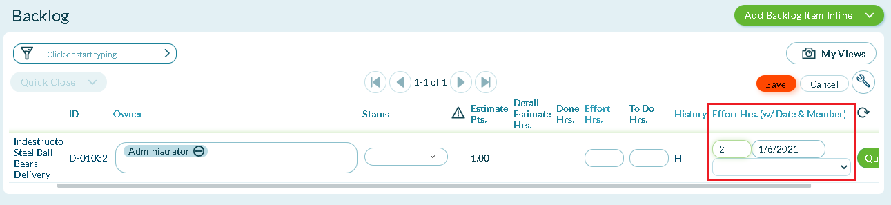 Detail Tracking Effort Member