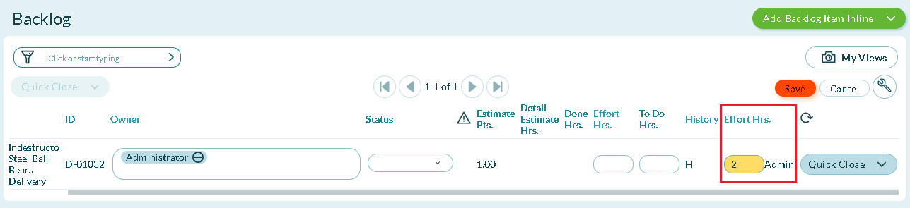 Detail Tracking Effort Owner