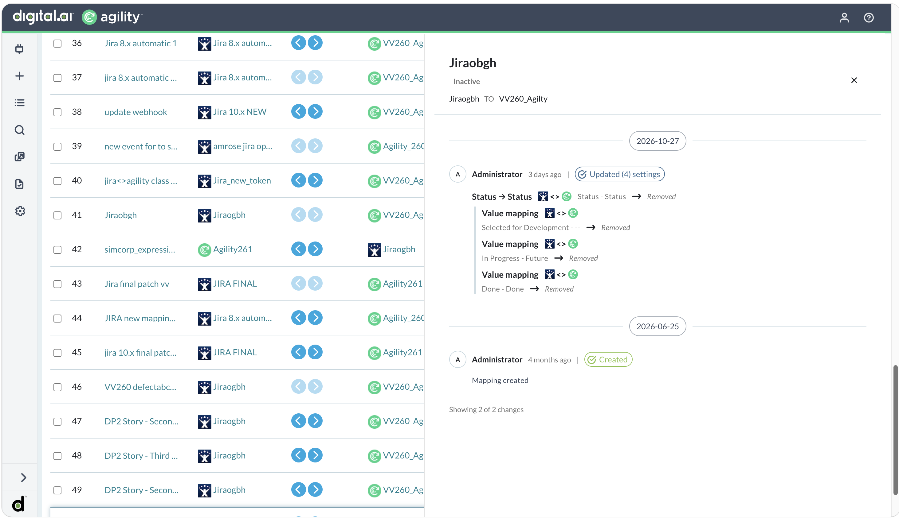 Mapping Change Log