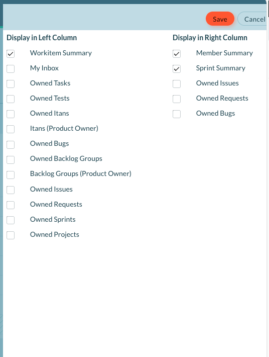 My Home Customize Columns