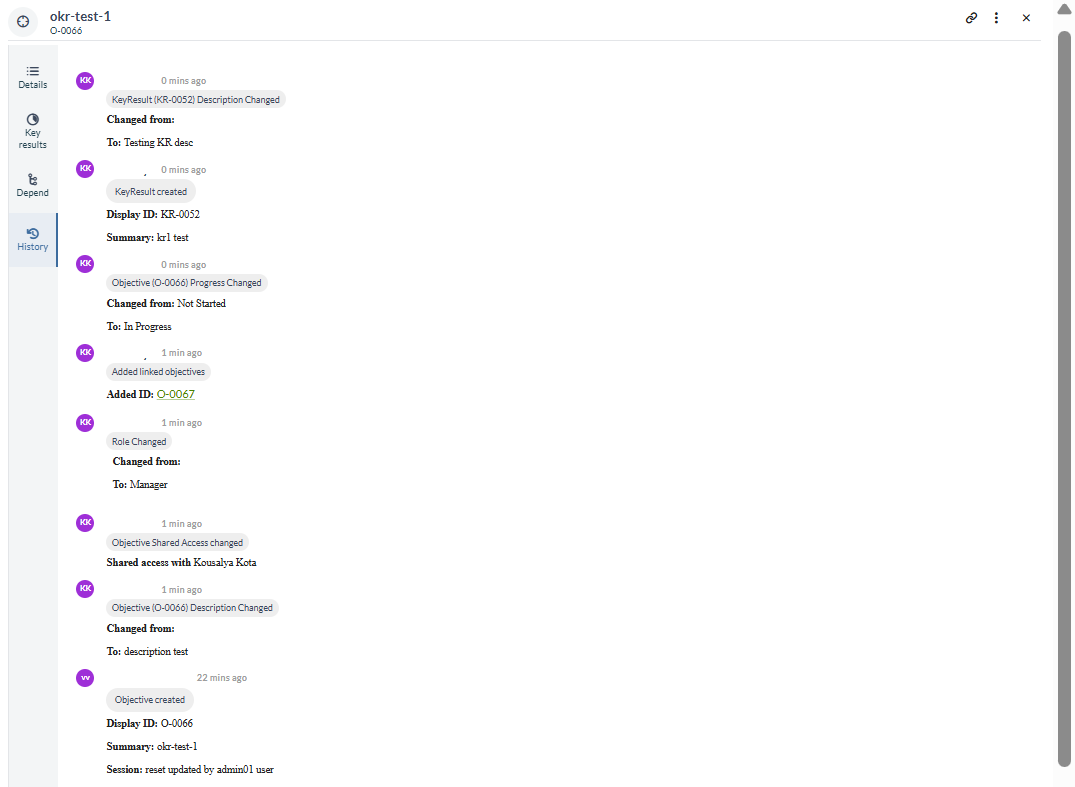 History Tab in OKRs