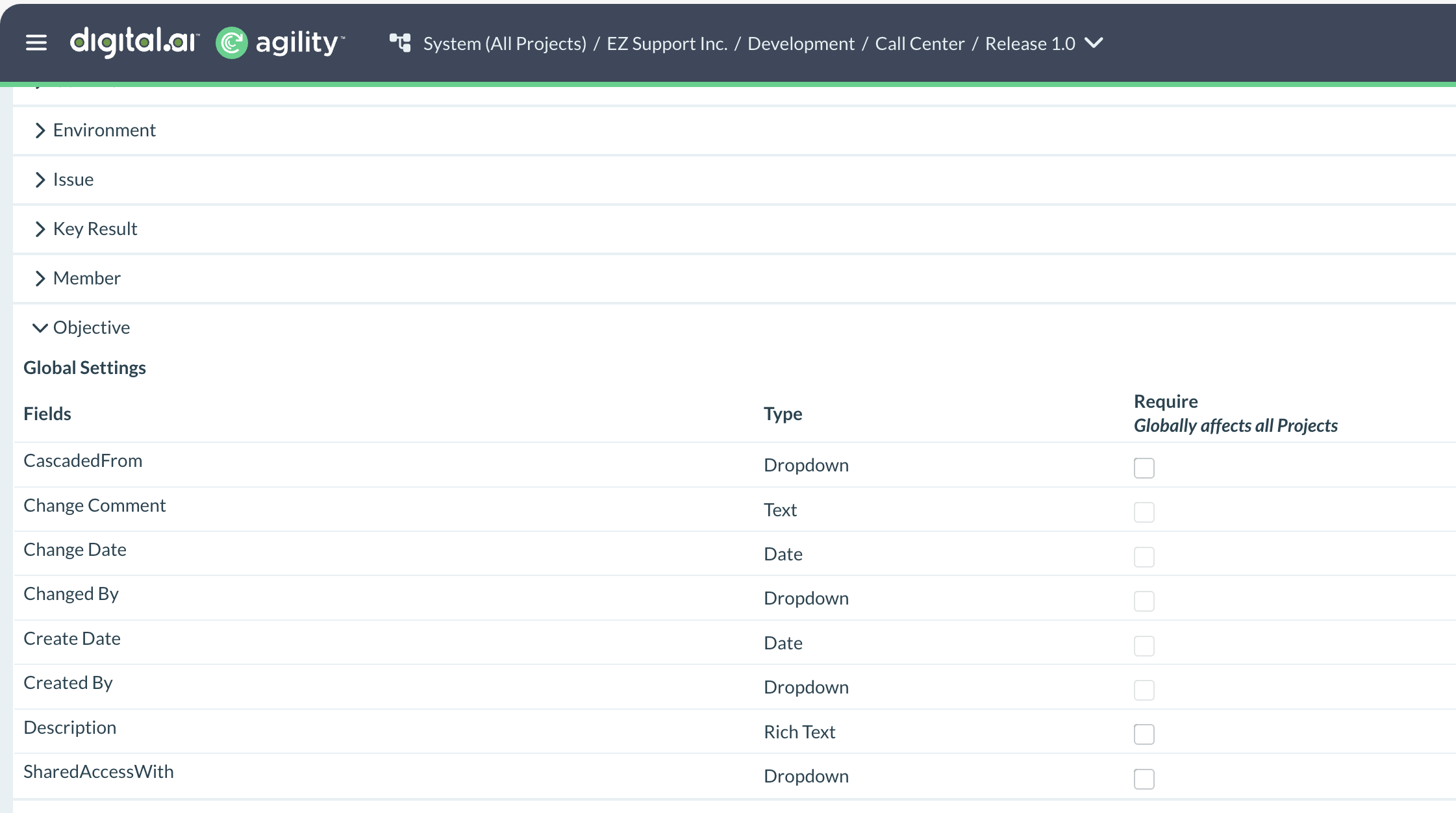 OKR Required field