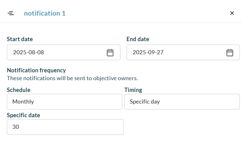 Session notification frequency configuration