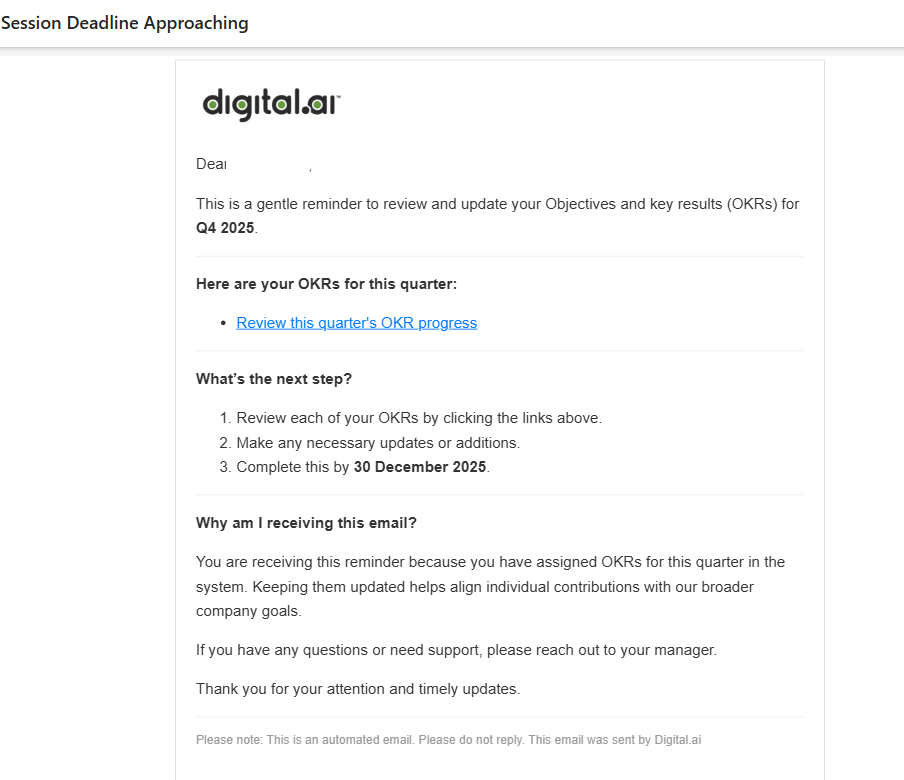 Session reminder email