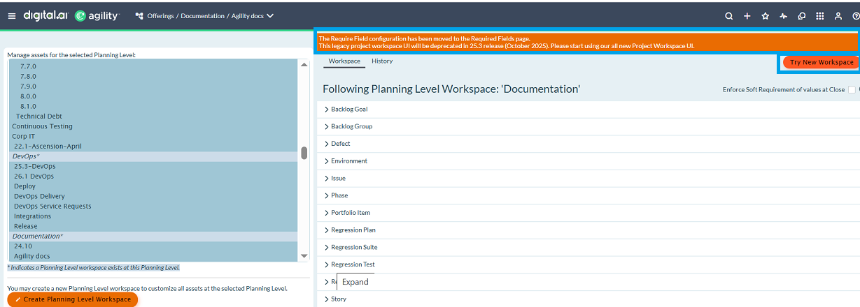 Planning Level Workspace Old