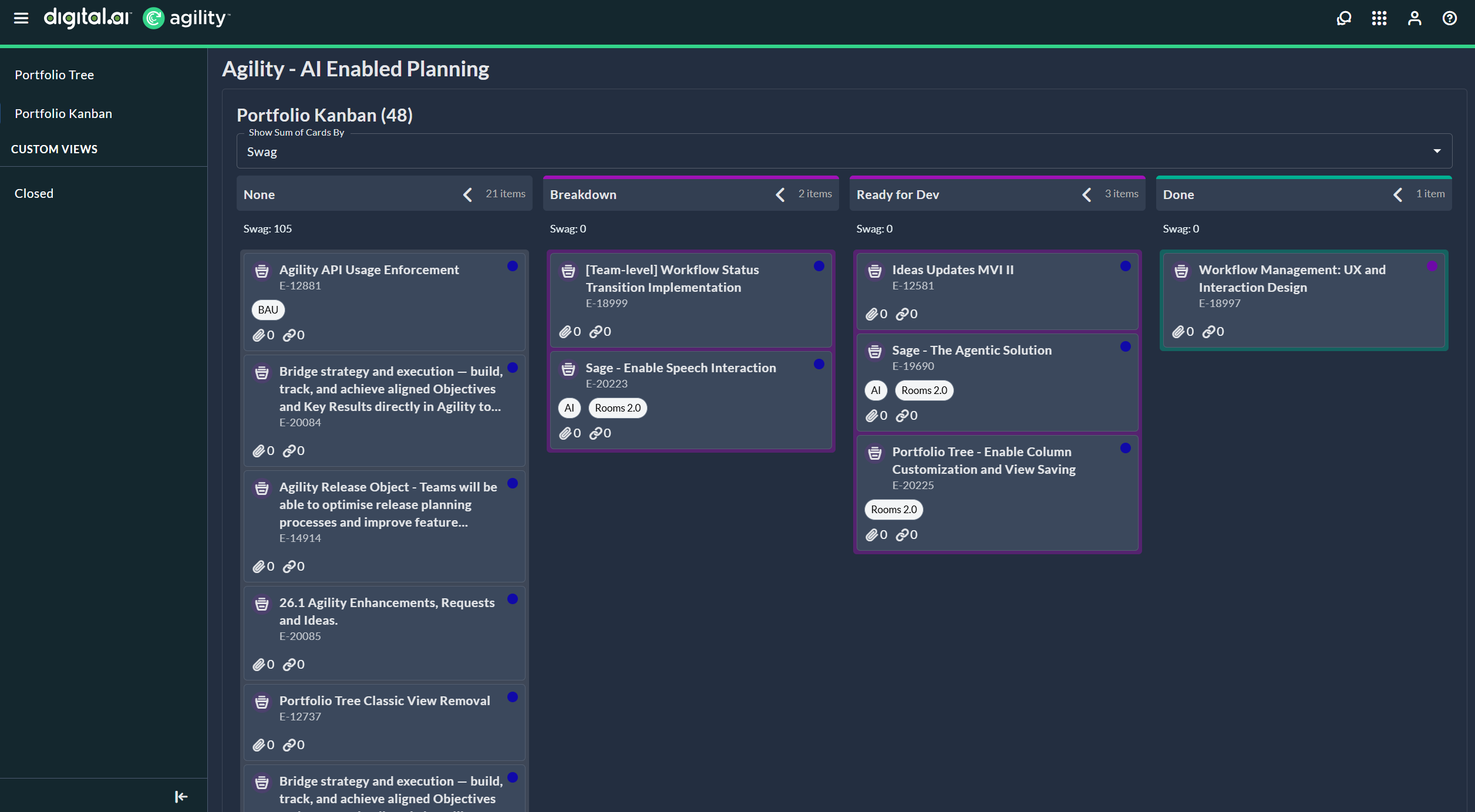 Portfolio Kanban view in Rooms 2