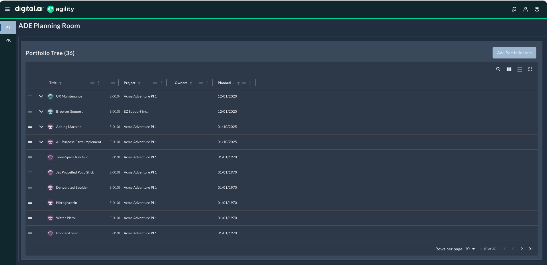 Portfolio Tree view in Rooms 2