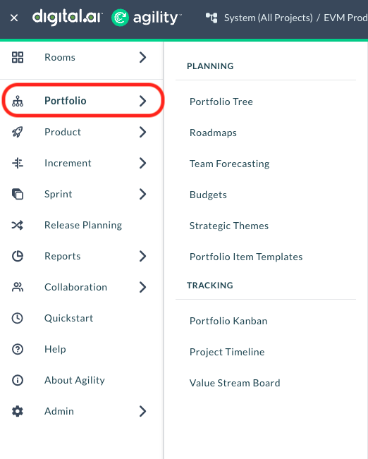 Portfolio Menu