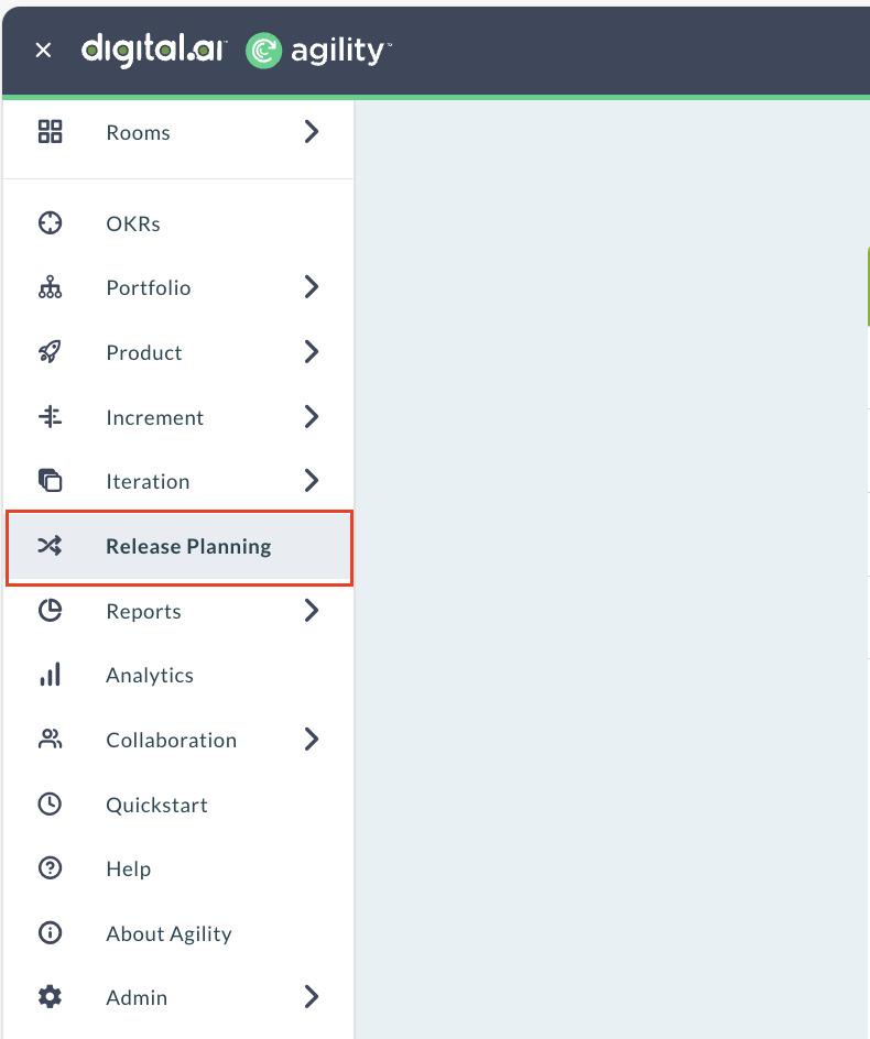 Release Planning menu option