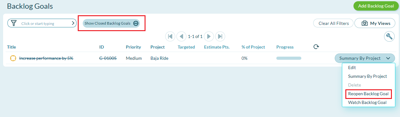 Reopen Backlog Goal