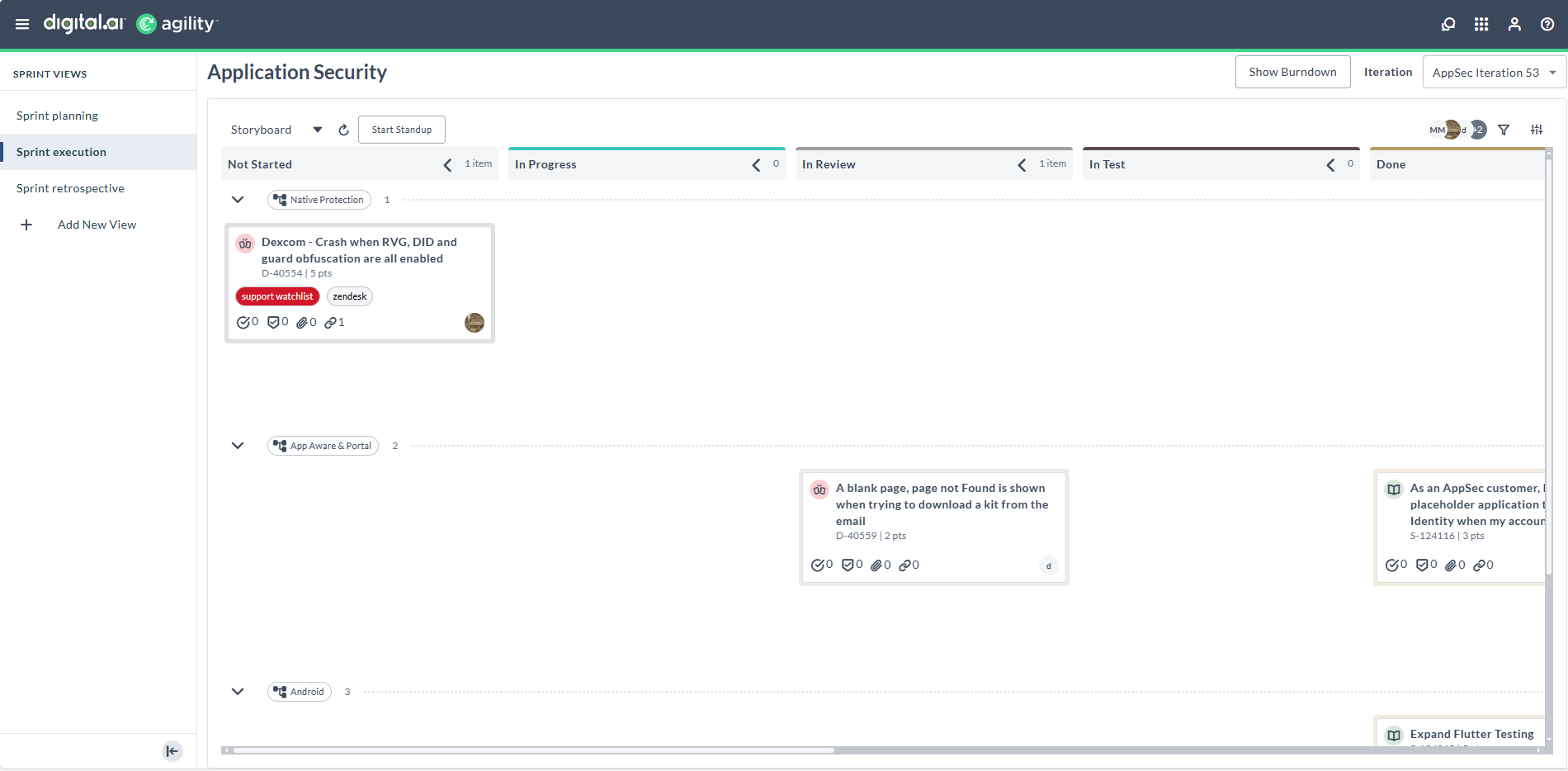Sprint Execution Page