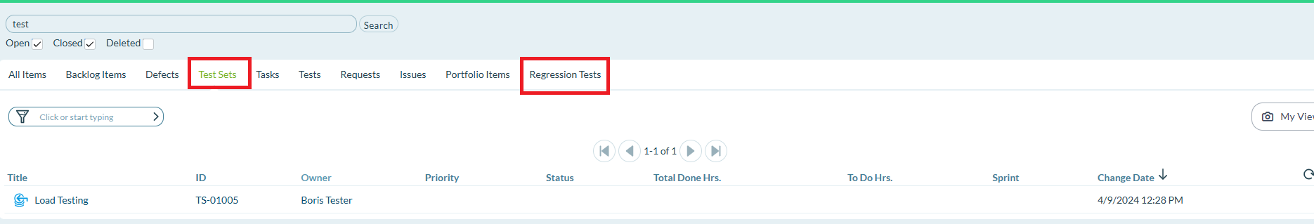 Test Set and Regression Test