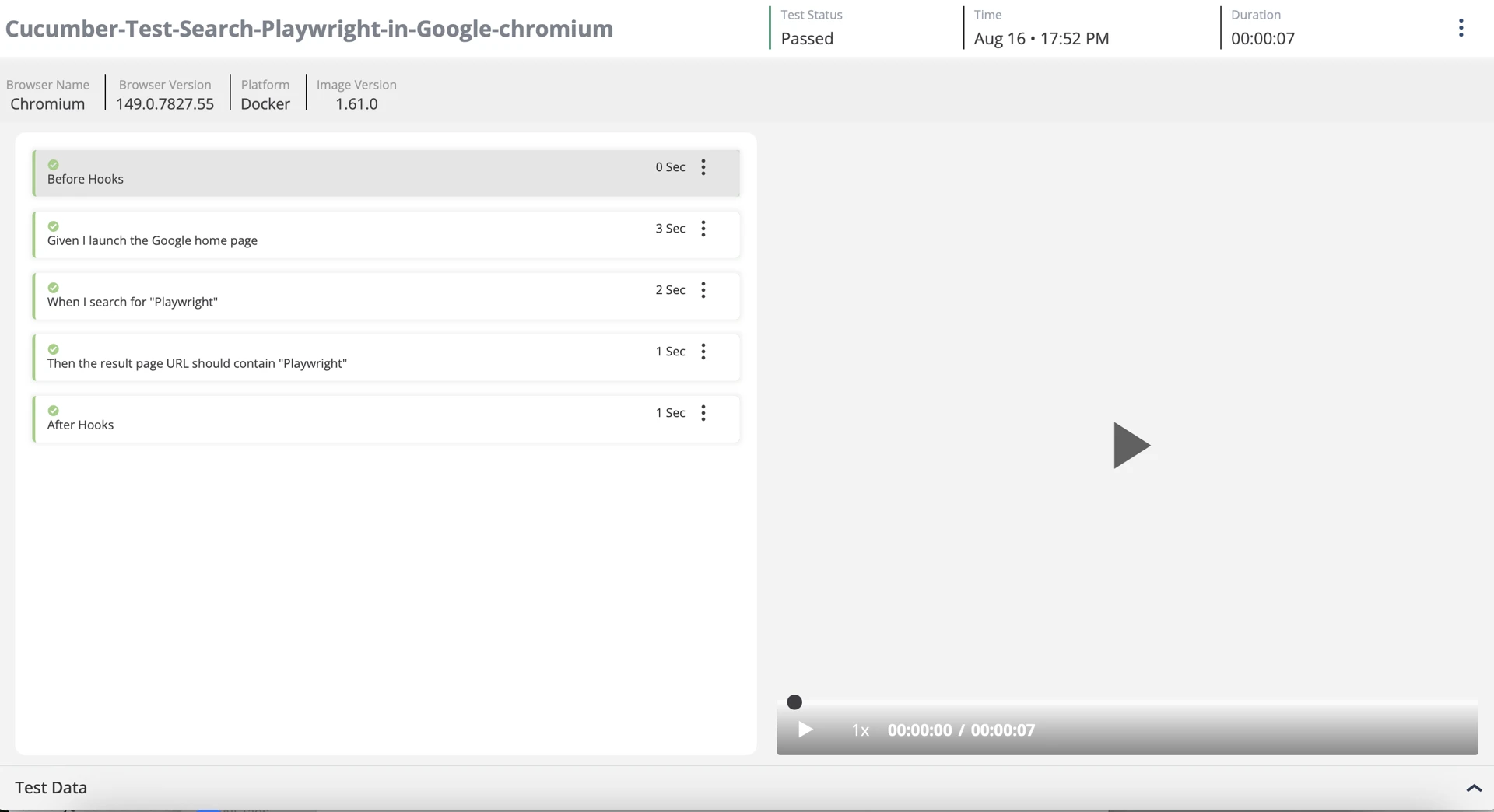Cucumber test report in Digital.ai Testing Cloud