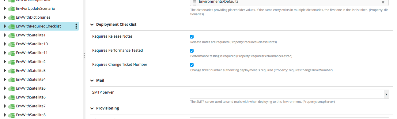 Add items to an environment's checklist