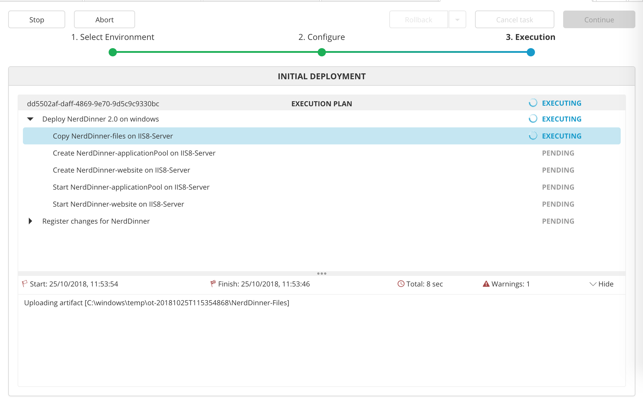 Sample successful deployment