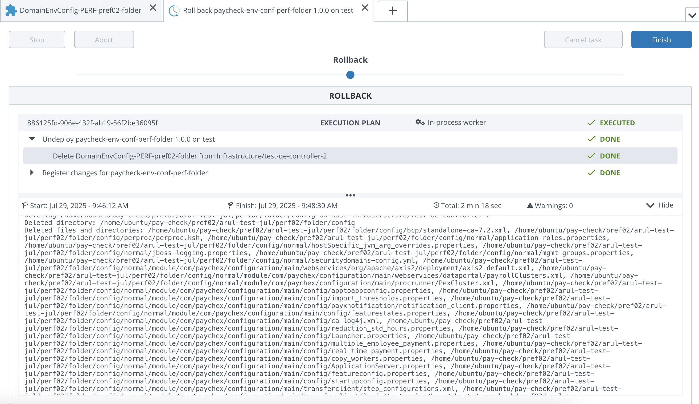 SFTP undeploy message 2