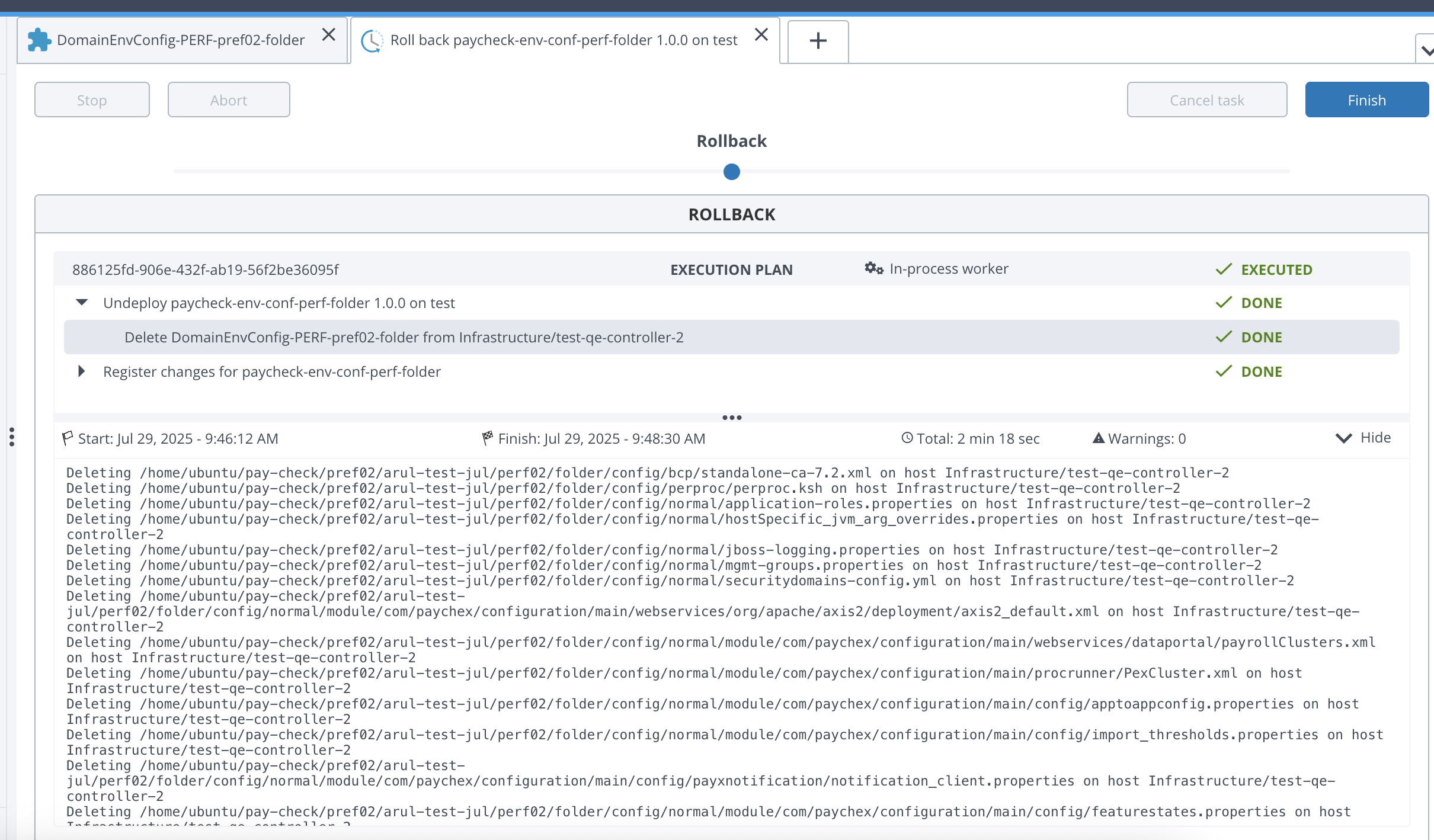 SFTP undeploy message