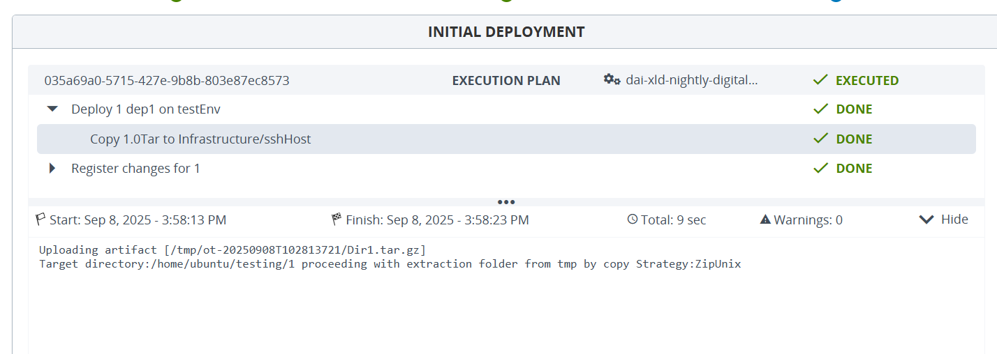 ZipUnix strategy deployment message