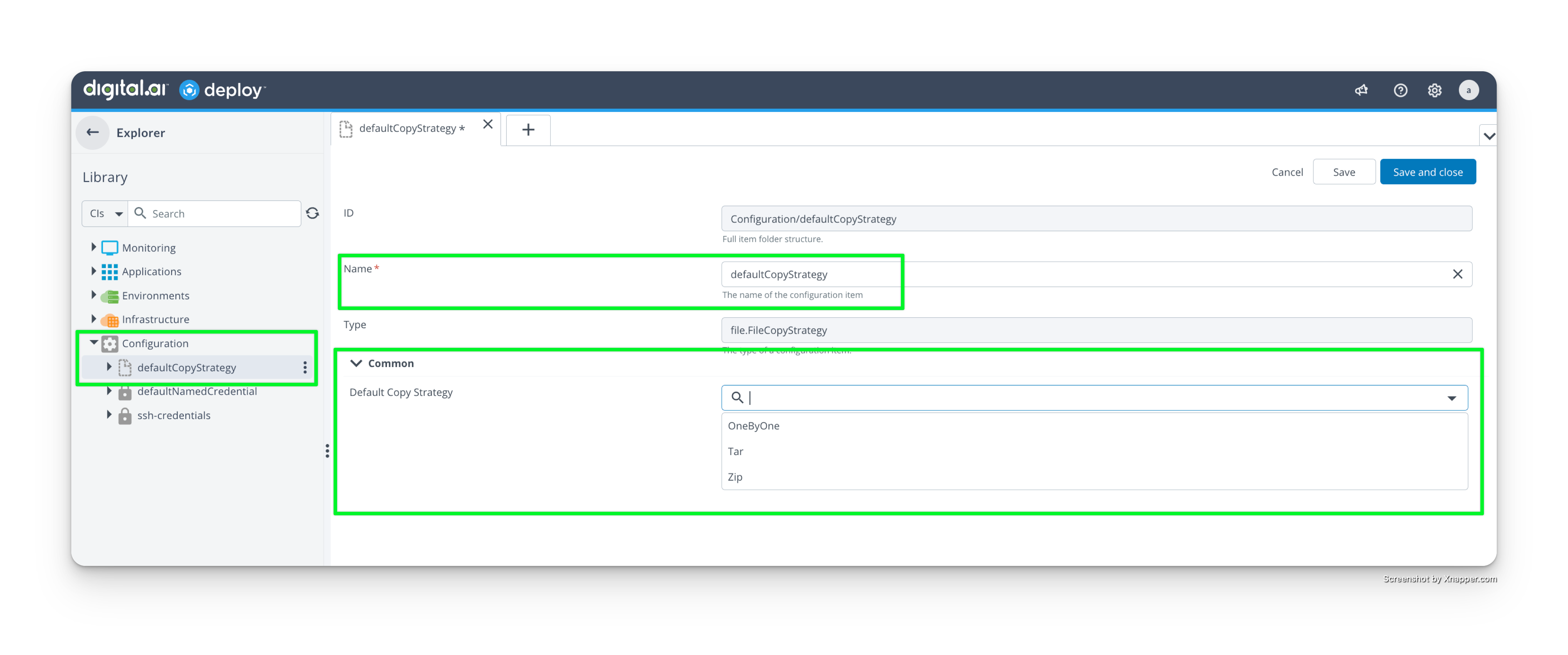 Global Default Copy Strategy Options
