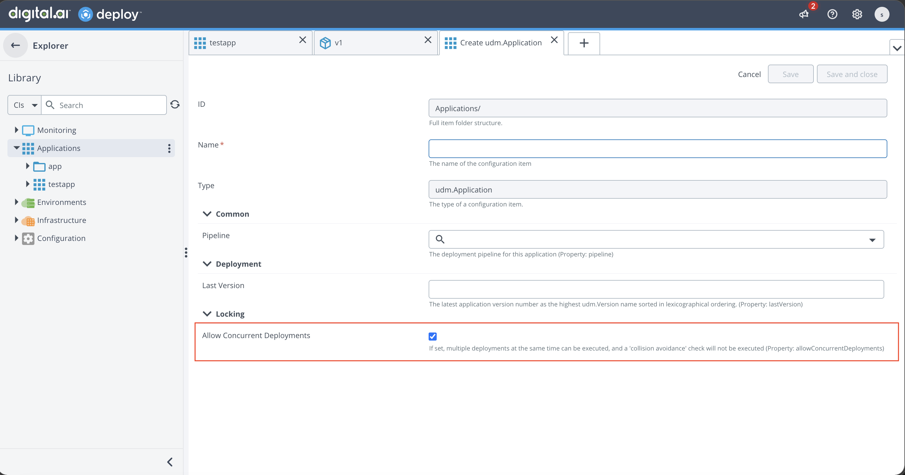 Allow Concurrent Deployments on new application