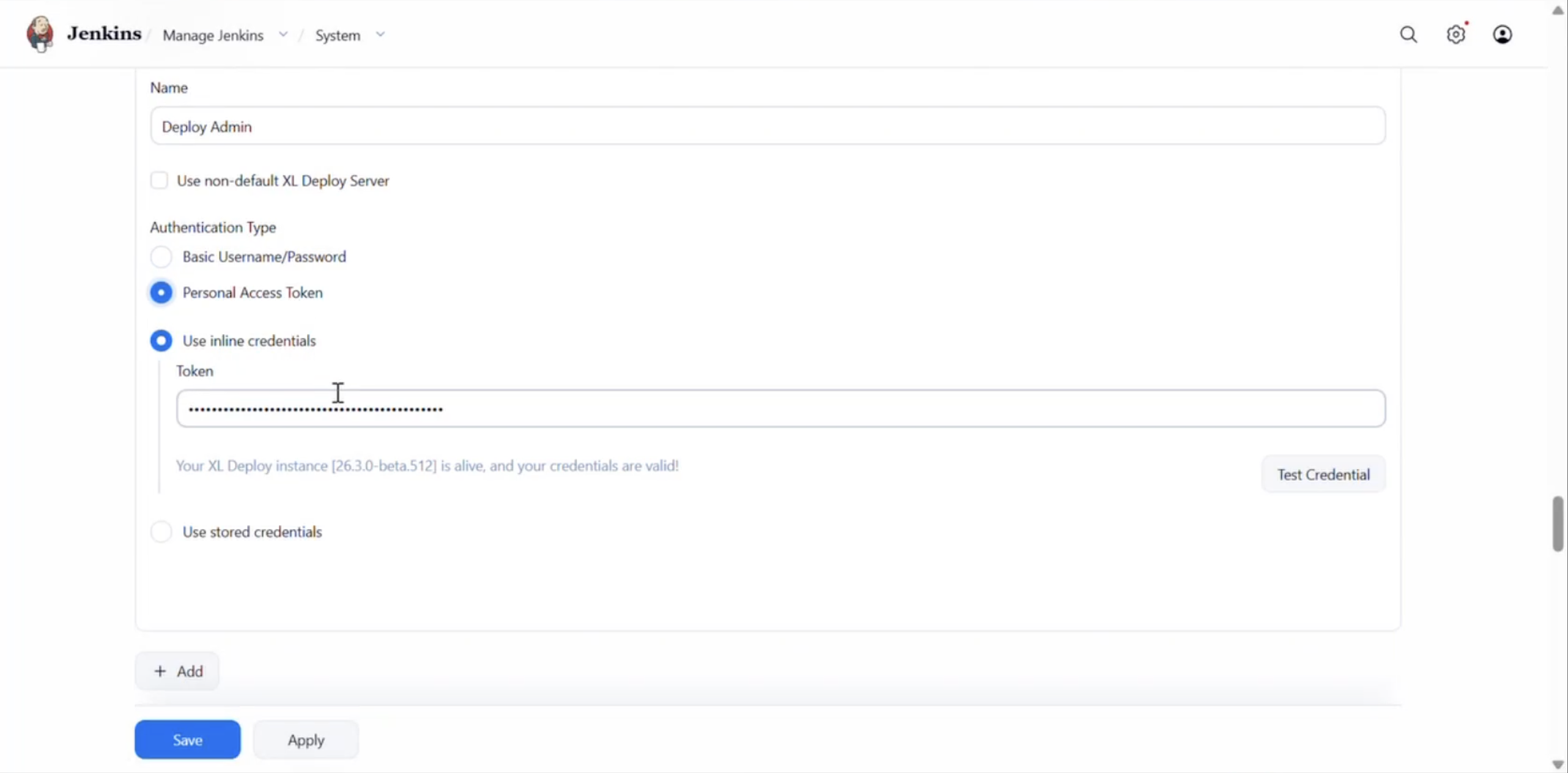 PAT with inline credentials