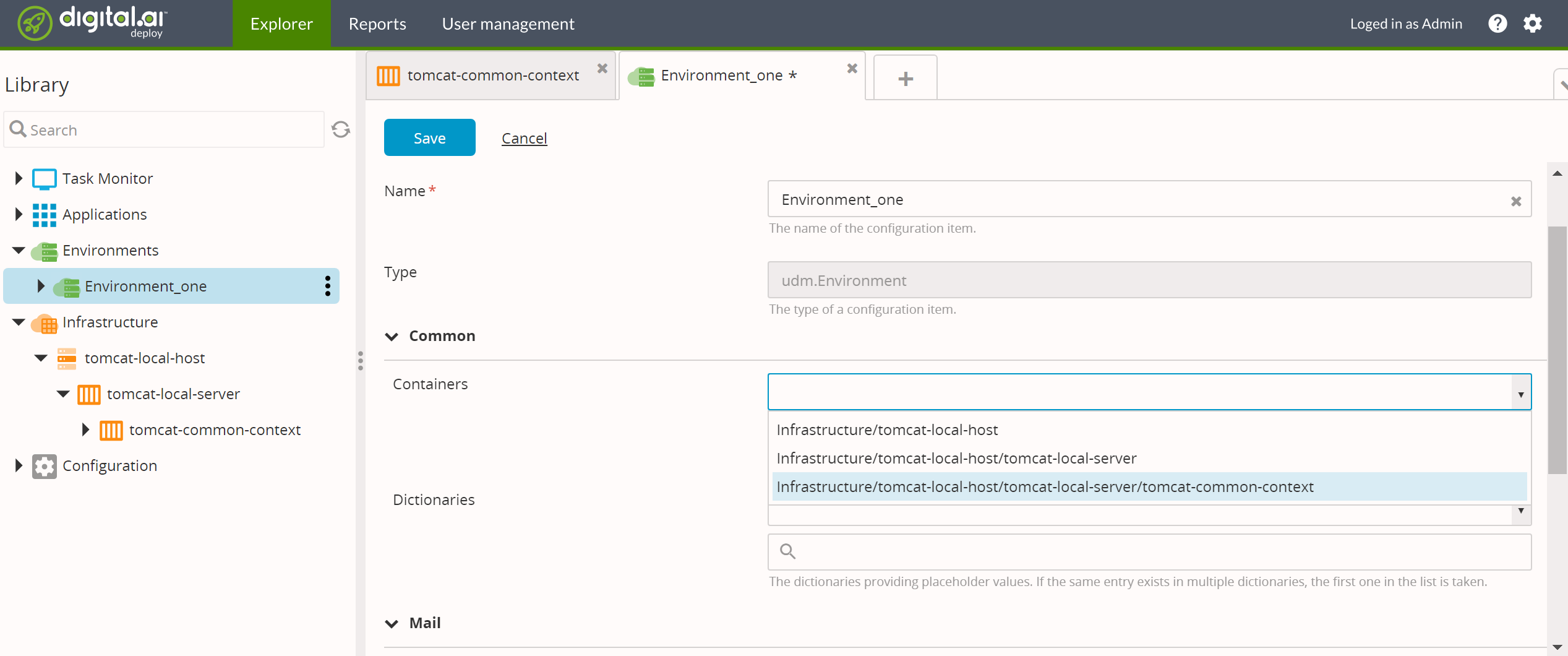 Adding CommonContext to an environment