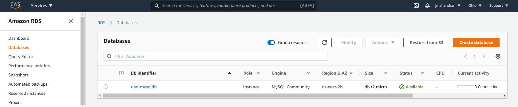 RDS DB instance