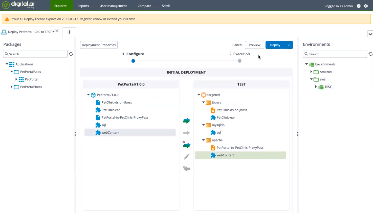 Deploy the PetPortal application to the TEST environment