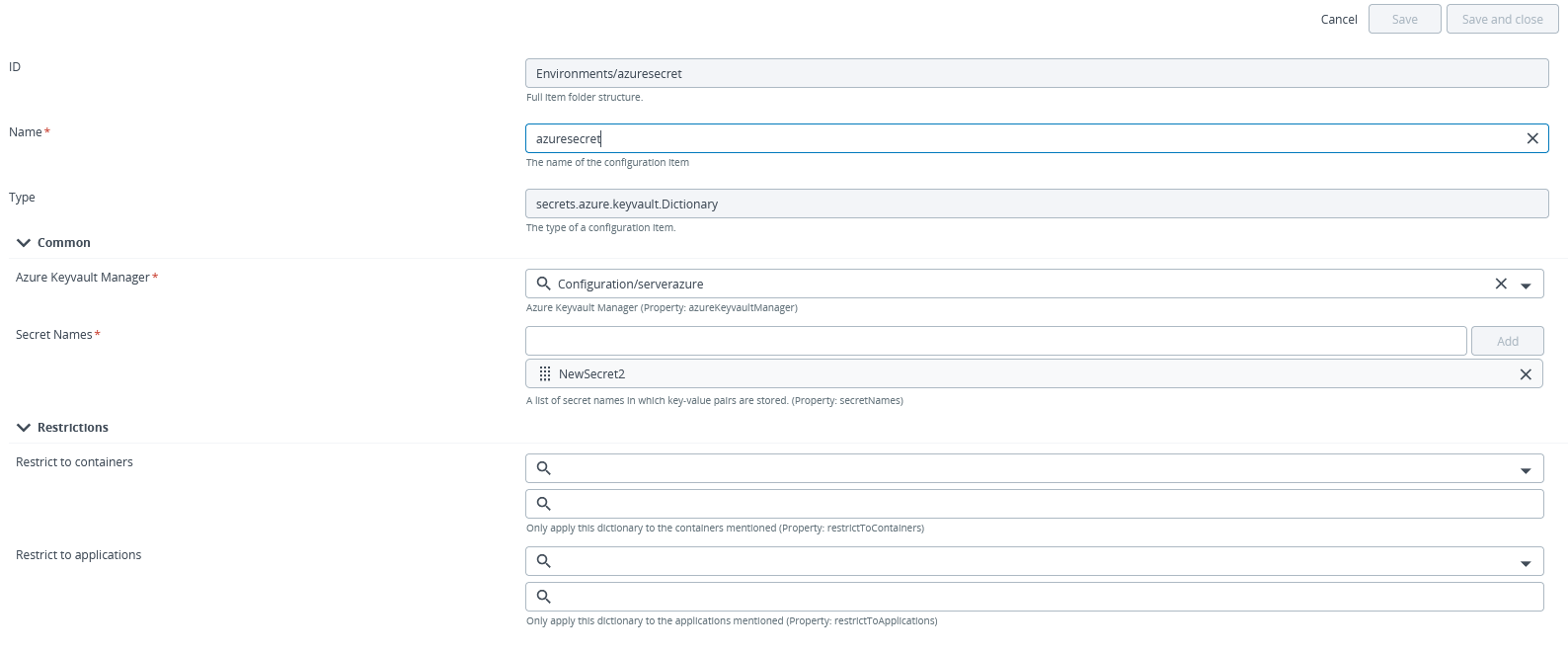 Create a Vault dictionary