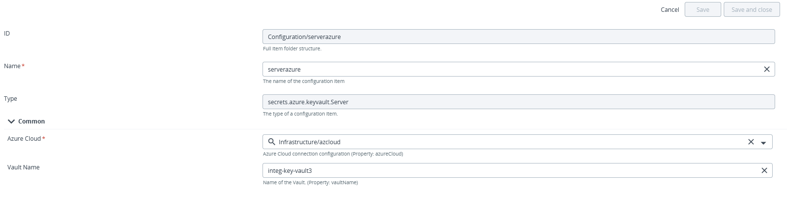 Create a Azure keyvault connection