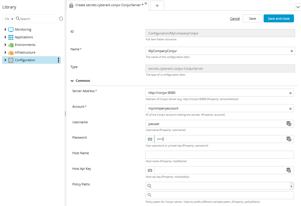 Create a Conjur server connection