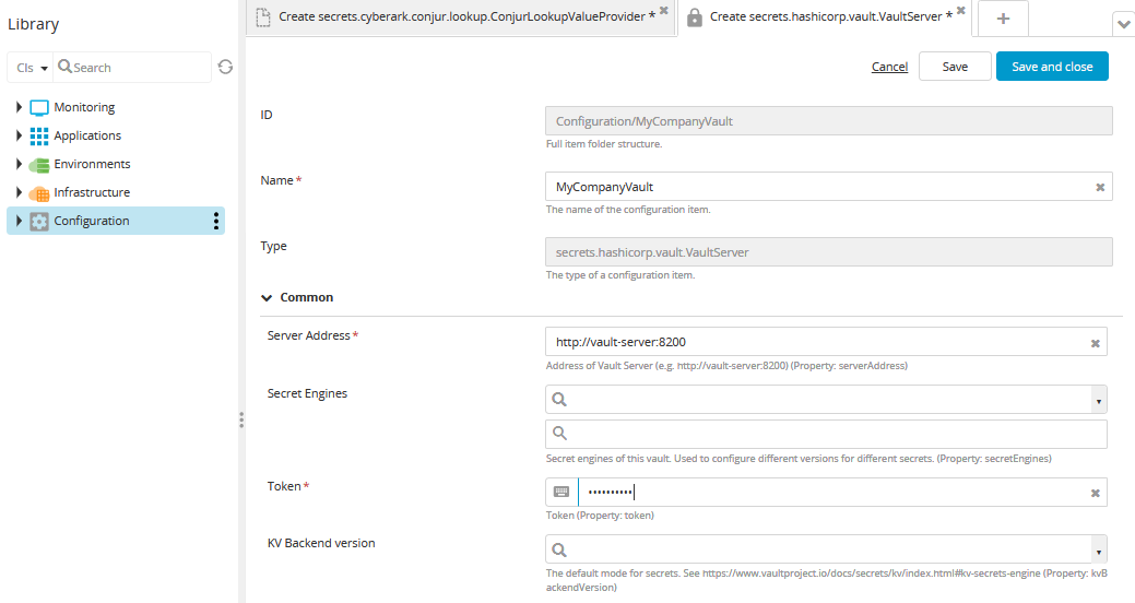 Create a Vault server connection