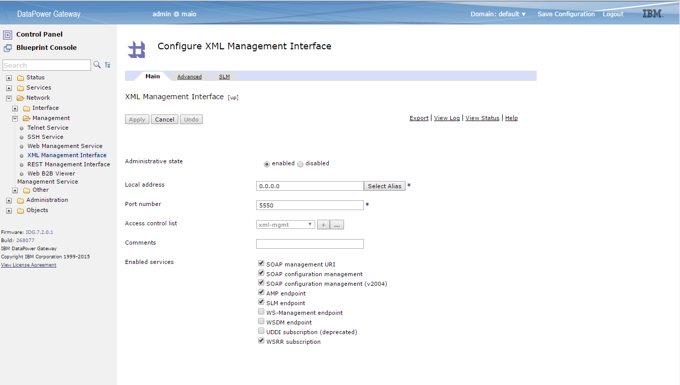 Configure XML Management Interface