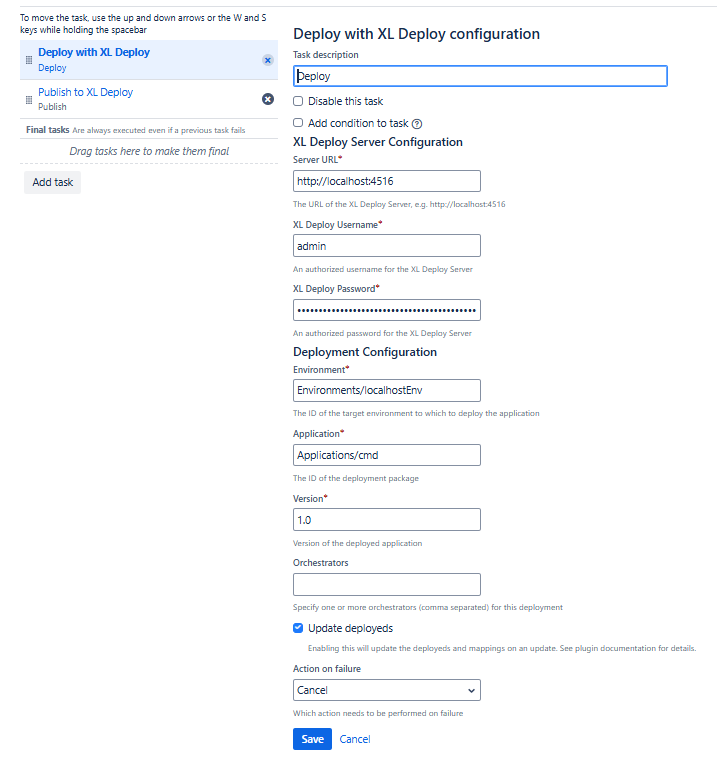 Deploy with XL Deploy configuration