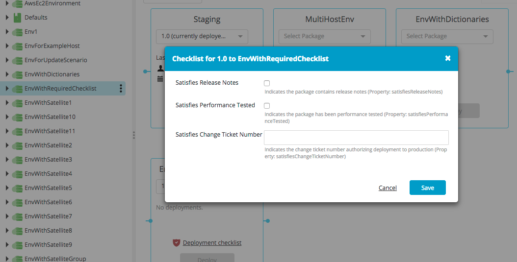 Checklist items dialog