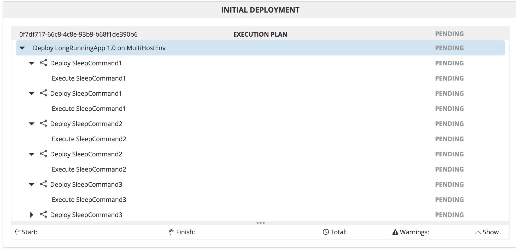 Sample deployment plan with parallel-by-deployed orchestrator