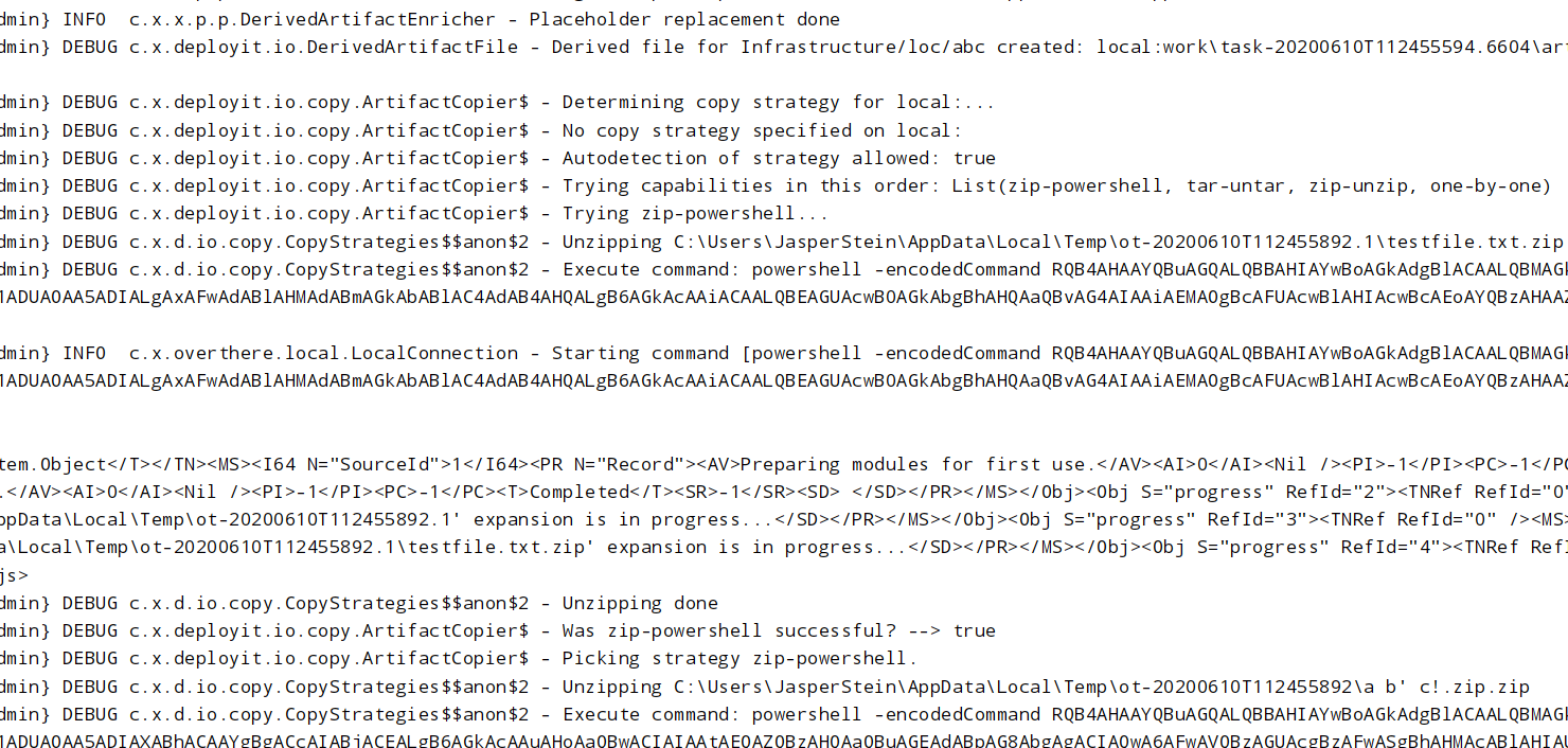 Example log output