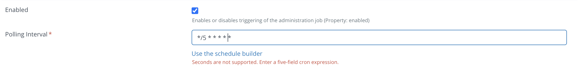 Seconds not supported error