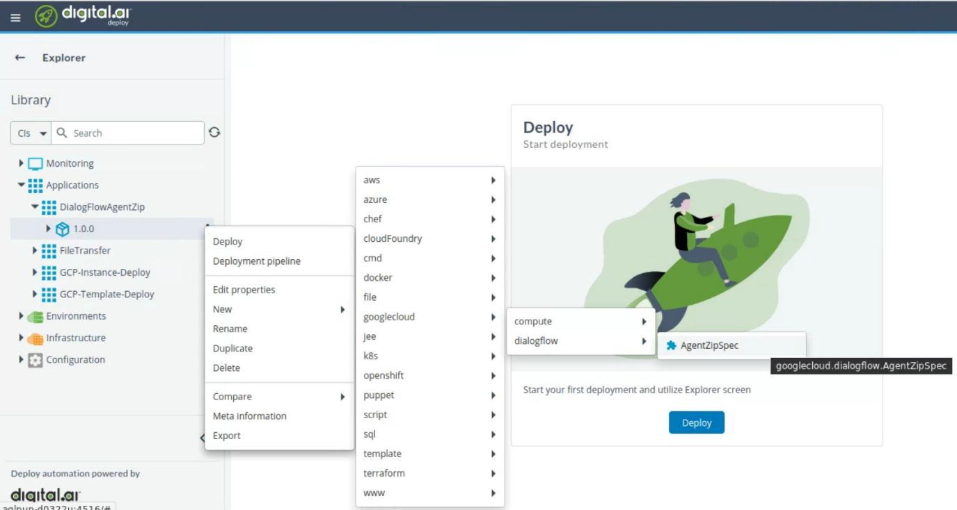 Configure DialogFlow Agent ZIP Spec