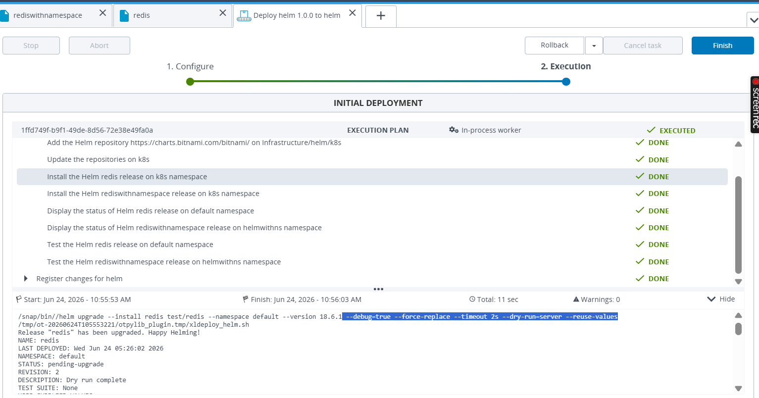 Install/Upgrade flags in the deployment execution log