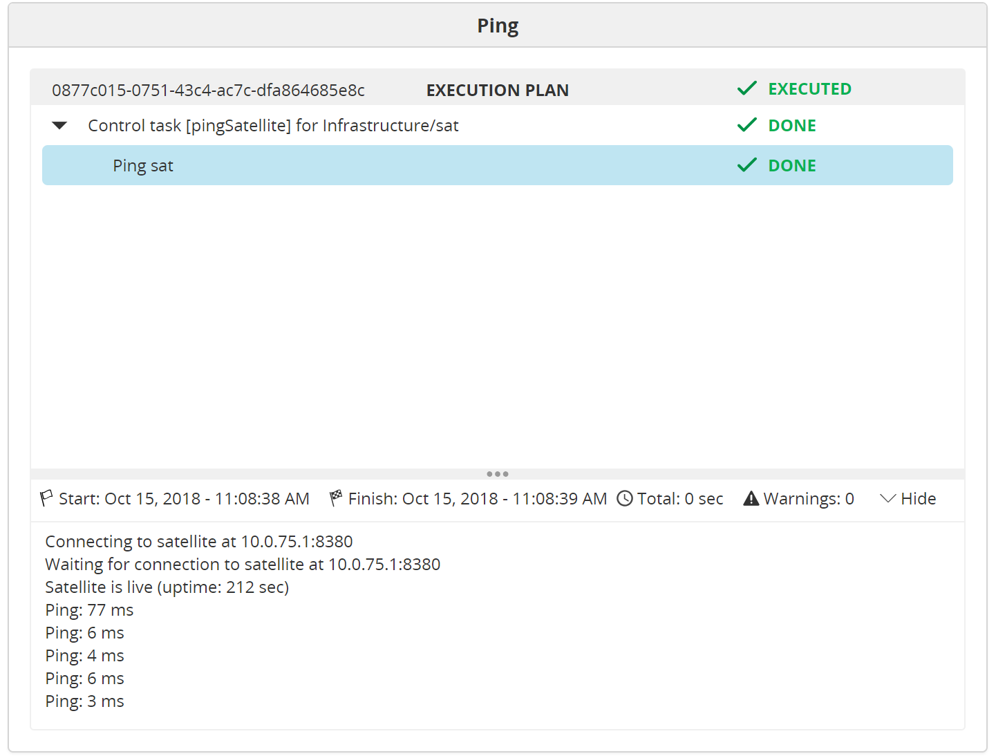 Ping results