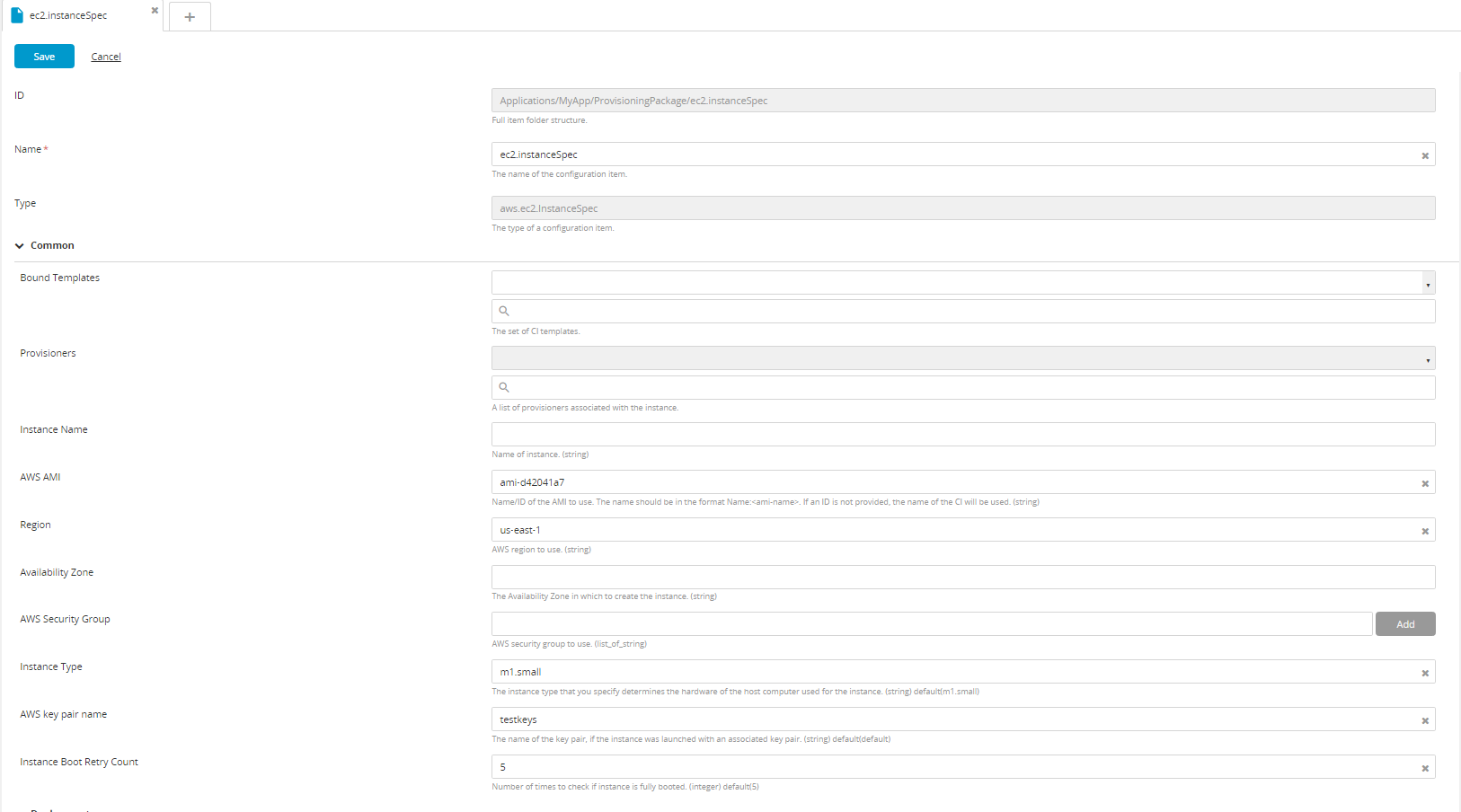 Create new provisionable (aws.ec2.InstanceSpec)