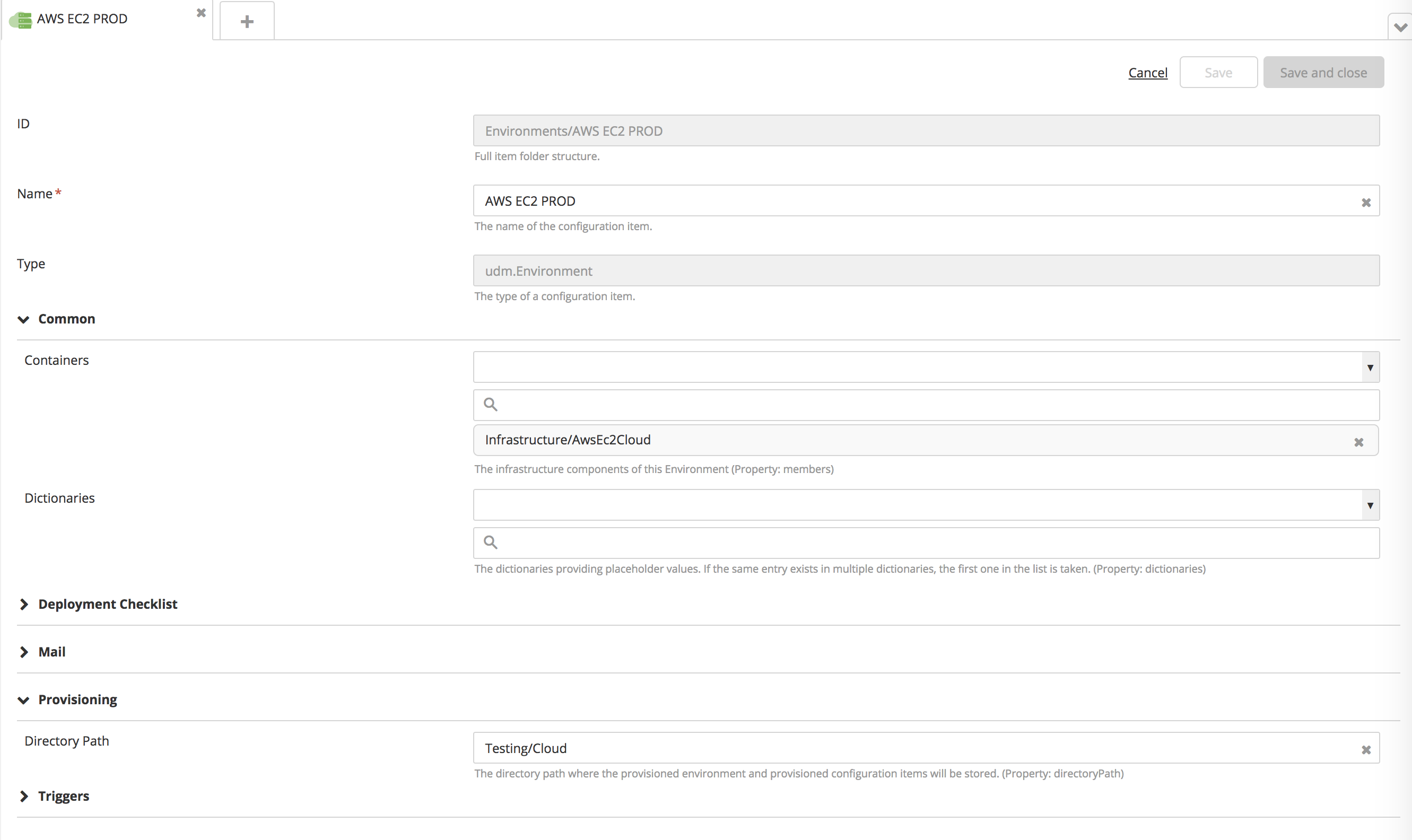 Directory path property on a sample provider