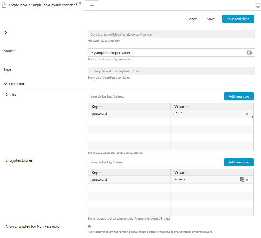 Create a simple lookup provider